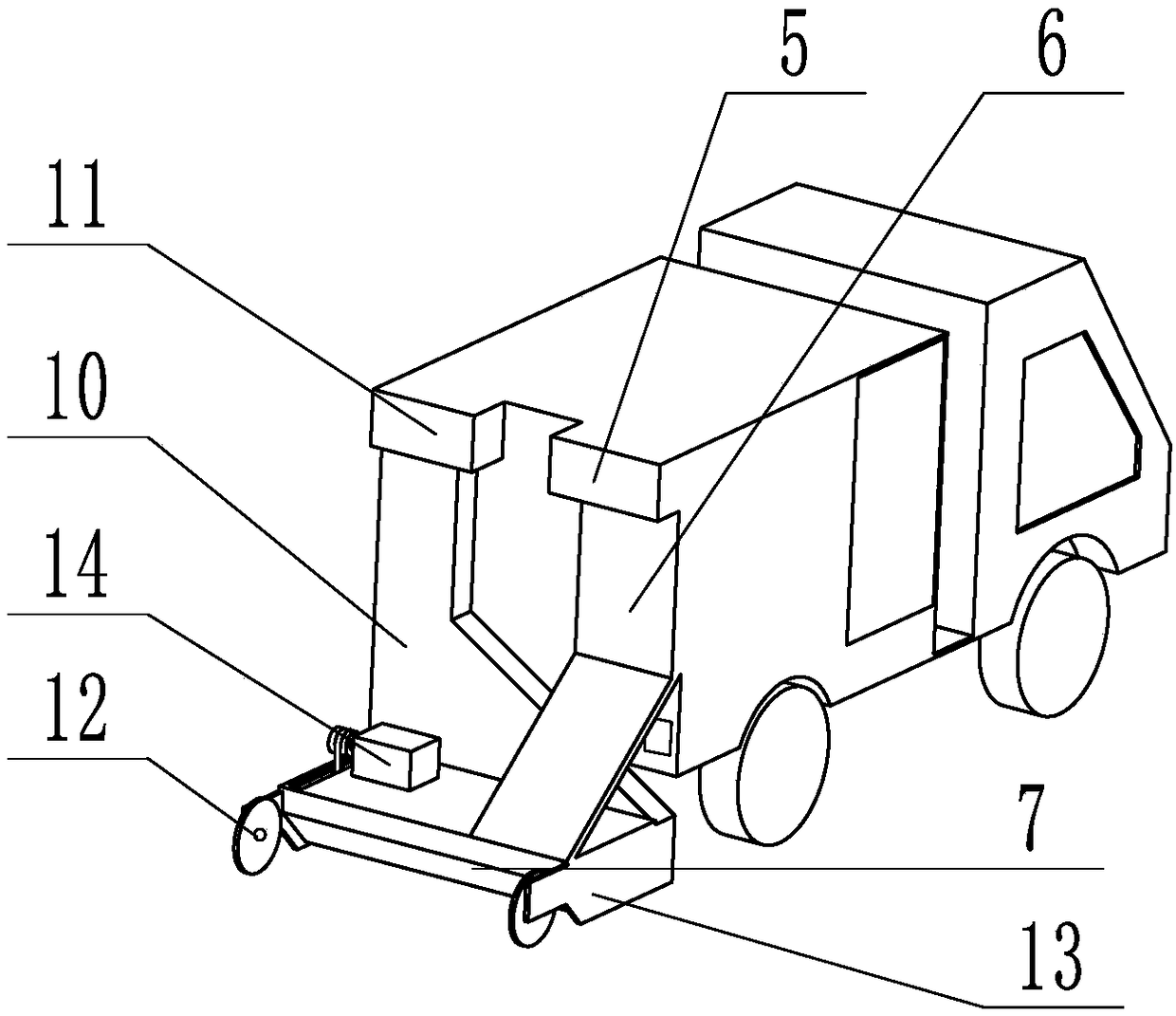 Tree leaf clearing vehicle