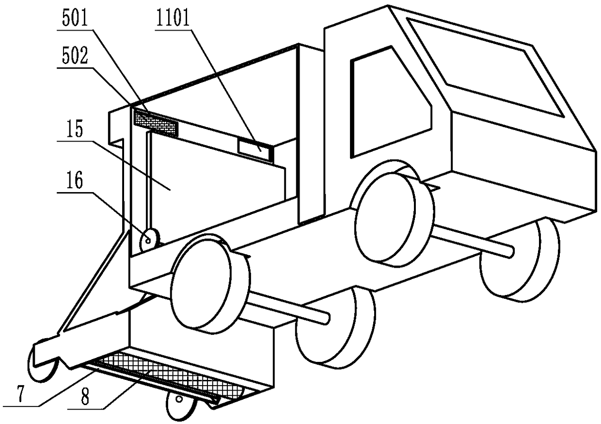 Tree leaf clearing vehicle