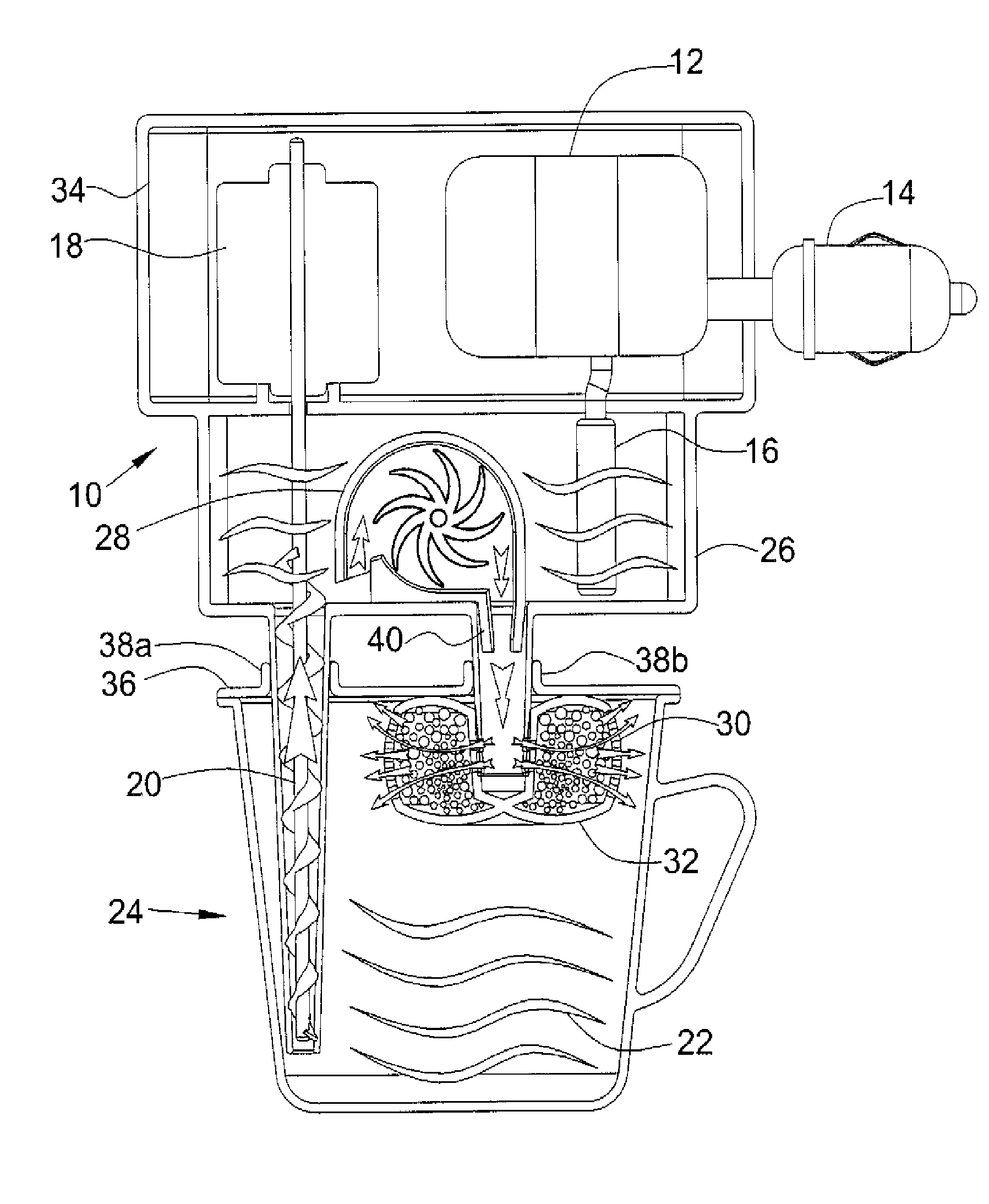 Brewing element with a central inlet