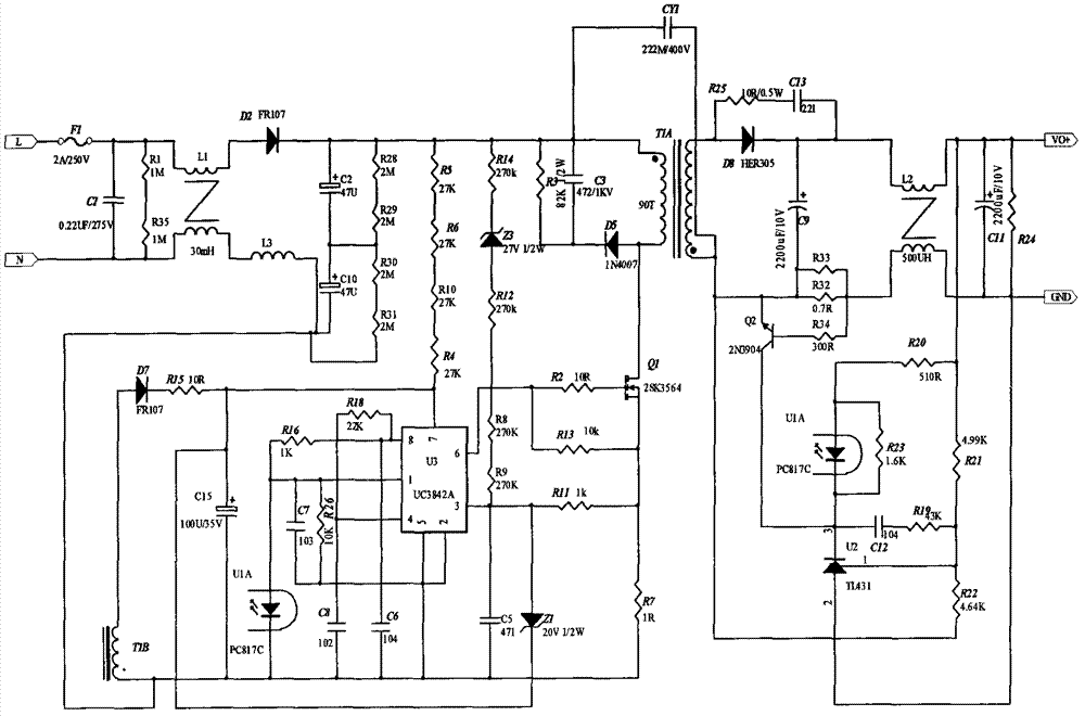 Transformer without Y capacitor and preparation method thereof