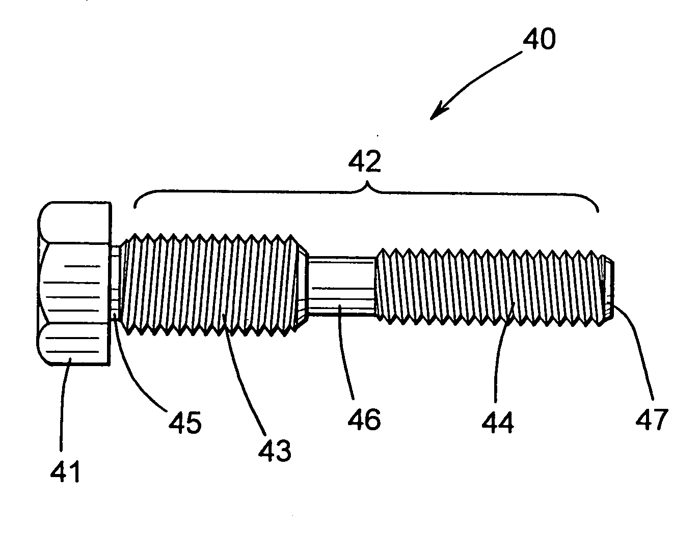 Fastener with opposite hand threads for securing two components together