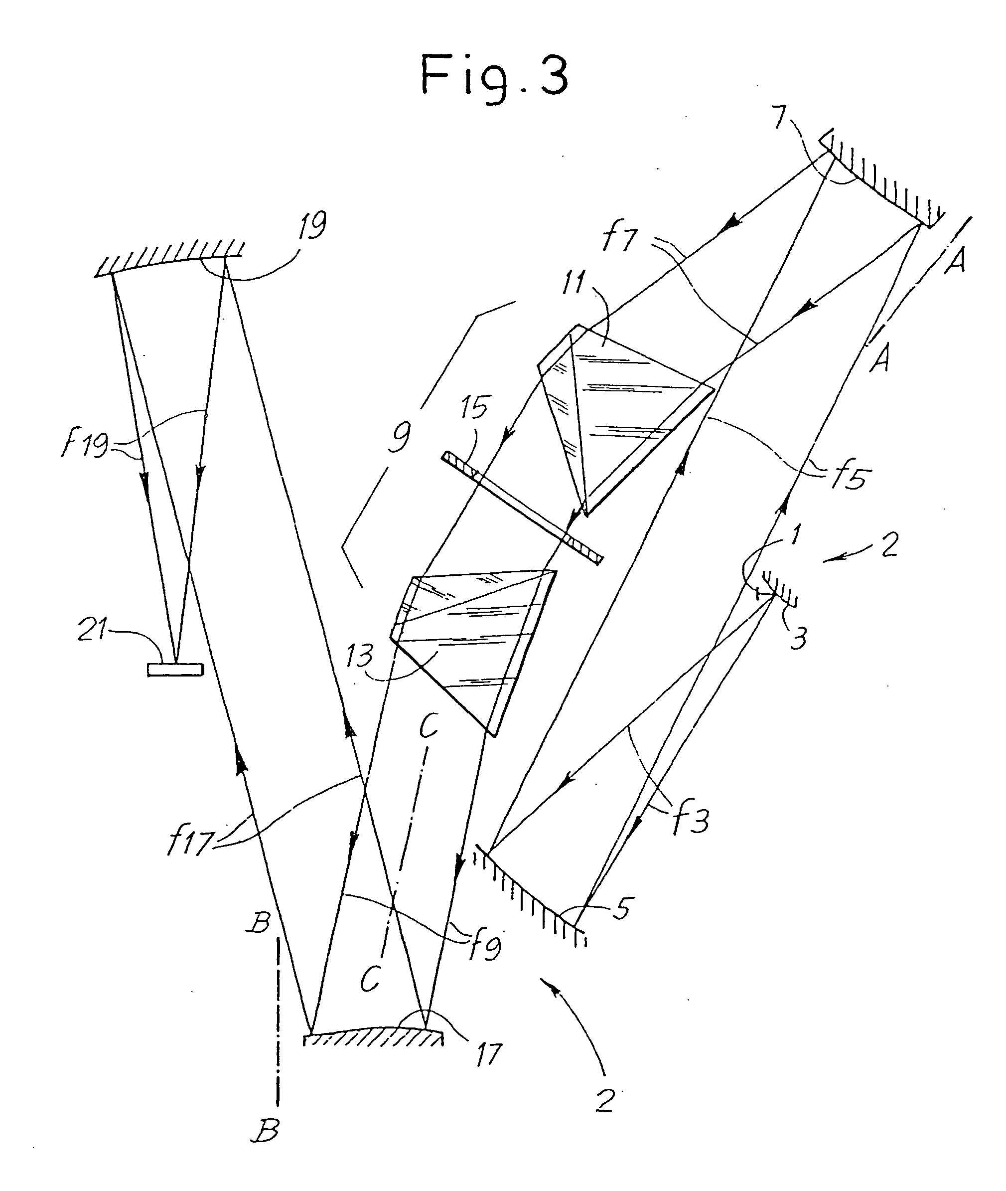 Wide-band spectrometer with objective comprising an aspherical corrector mirror