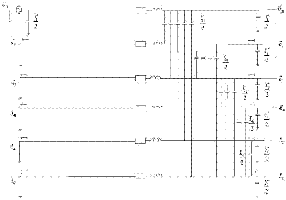 Method for measuring inter-phase mutual capacitances of long-distance extra-high voltage double-circuit lines on same tower