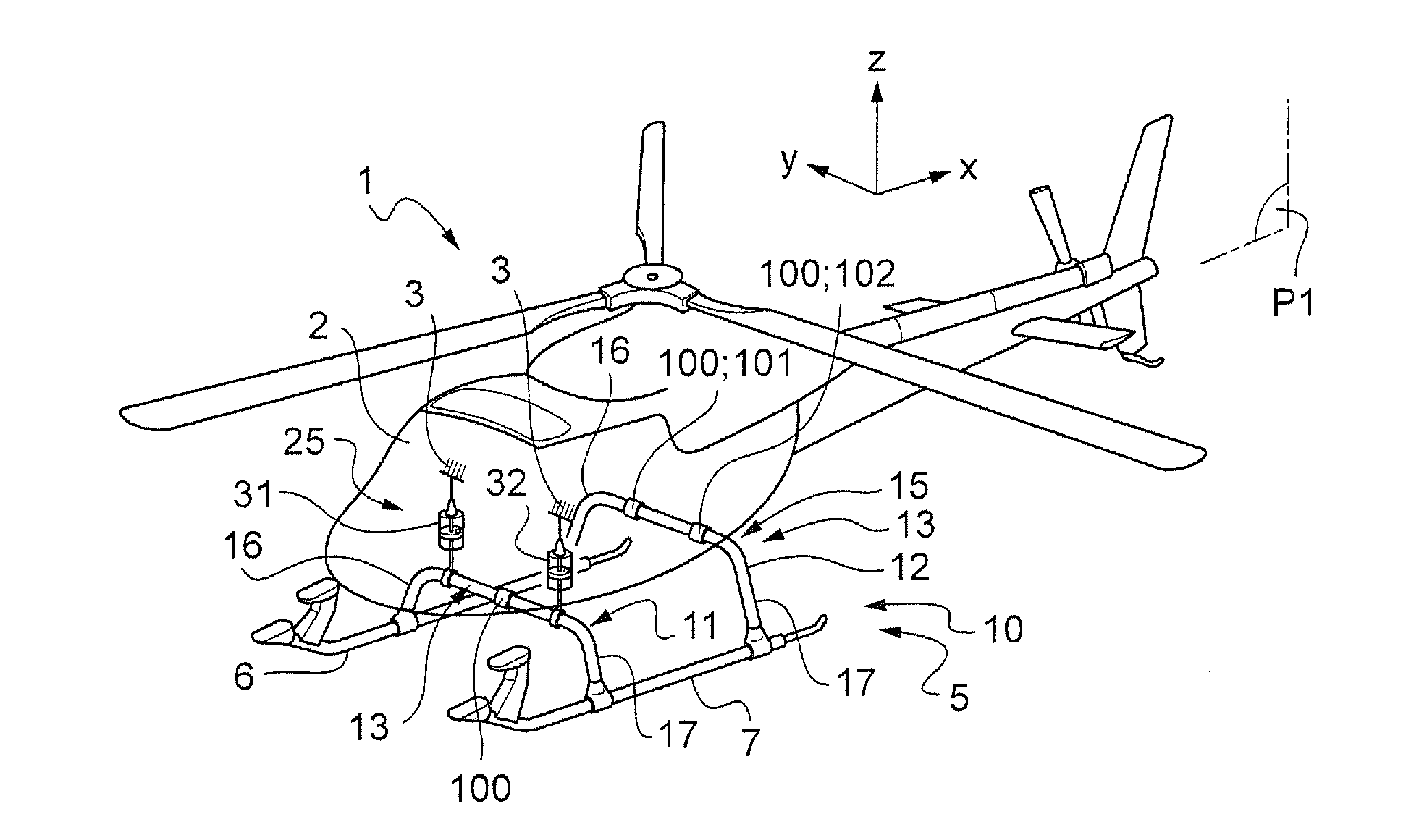 Aircraft and landing gear provided with at least one pair of shock absorbers, and a method performed by said landing gear