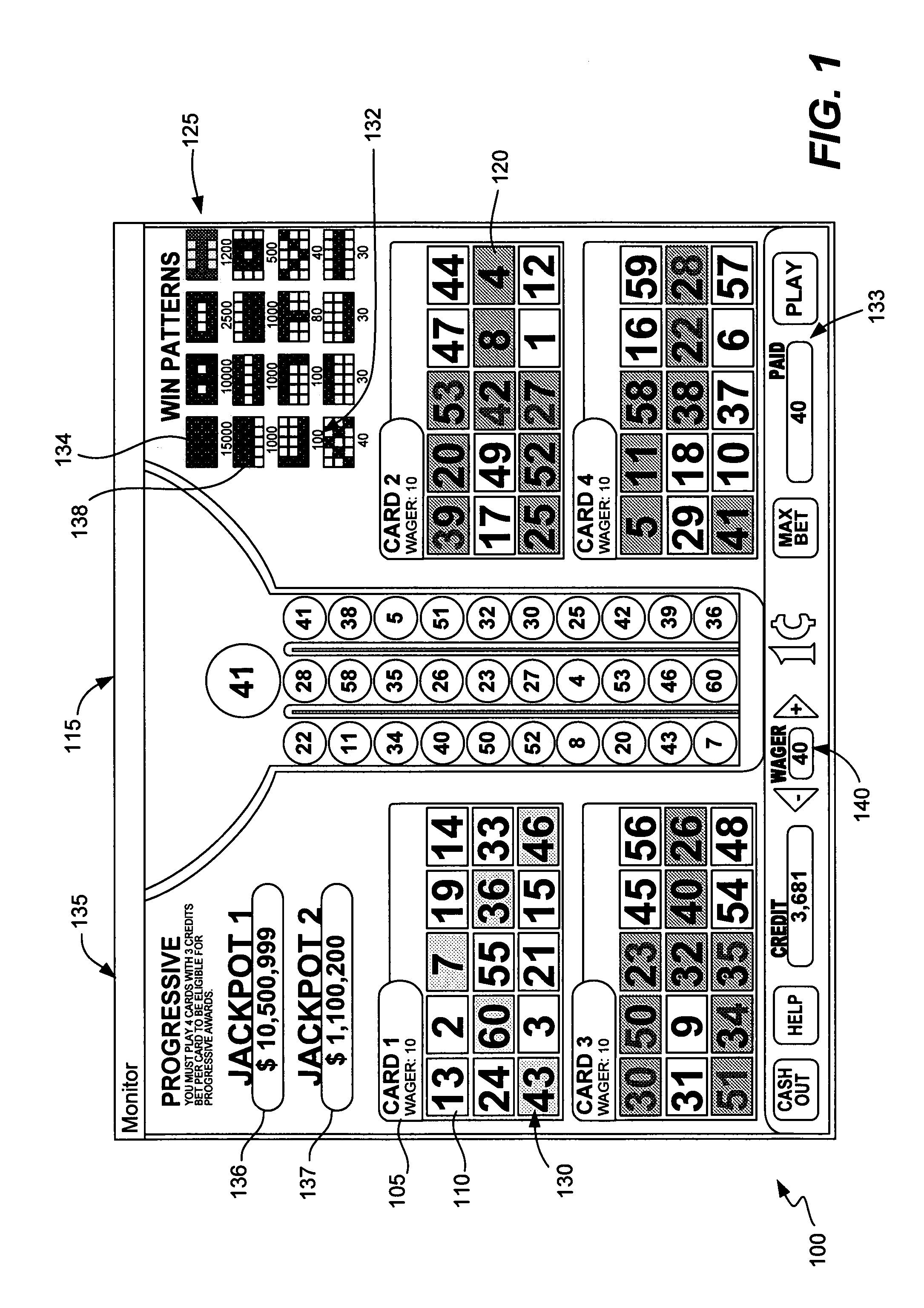 Multi-card bingo game features