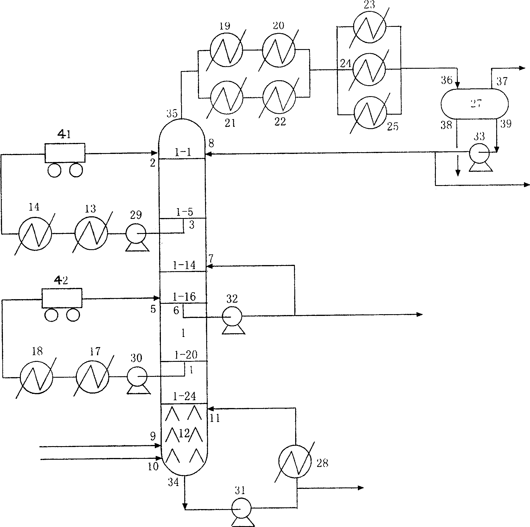 Auxiliary fractional tower and its gasoline catalyzing and olefine reducing modification process