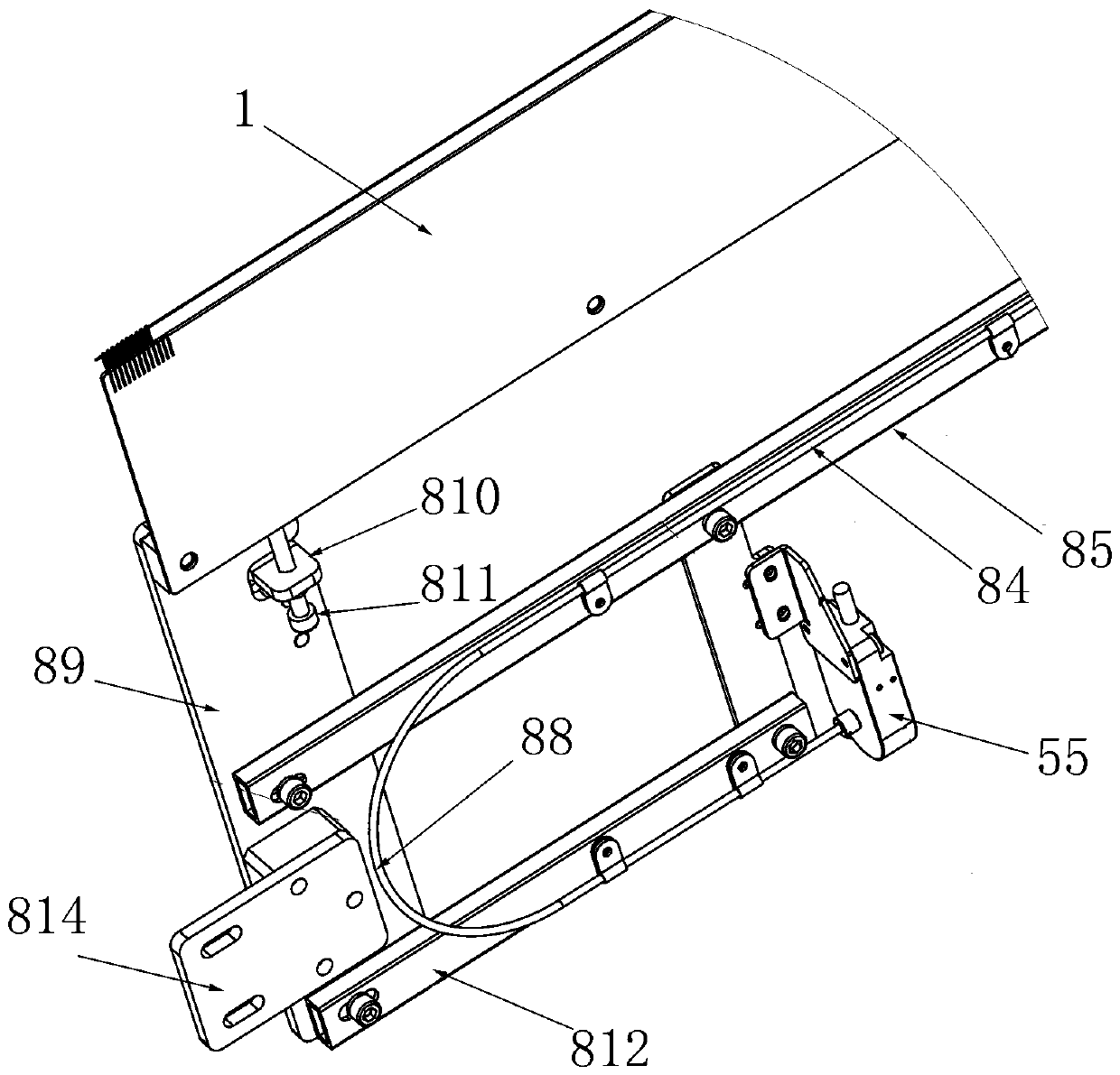 Threading plate bottoming device of flat knitting machine