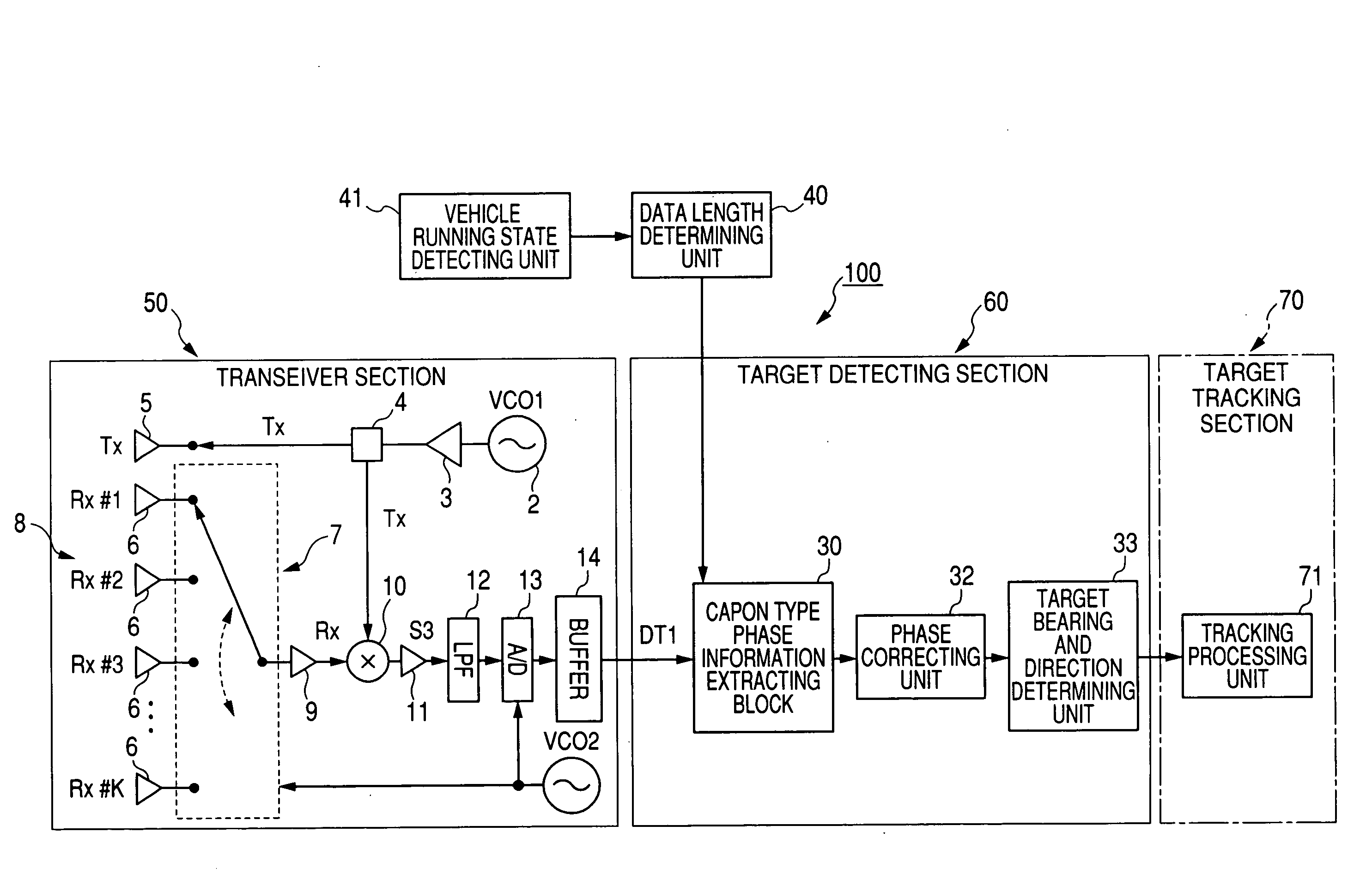 Target detecting apparatus using electronically agile radar