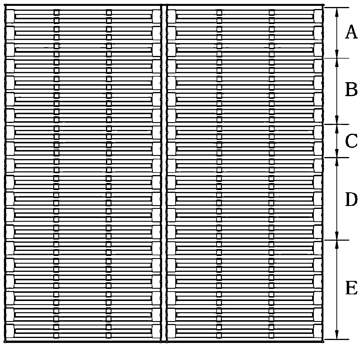 Bamboo elastic sheet mattress adopting left and right separate areas and realizing longitudinal grading