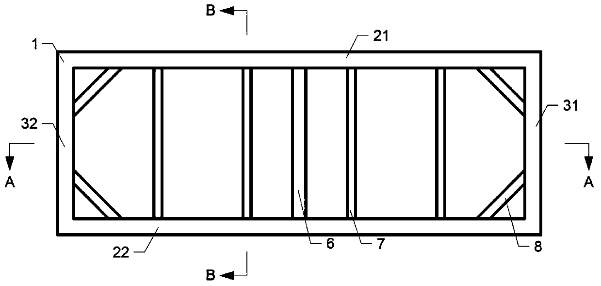 Narrow and long open caisson of thick soft soil layer and construction method thereof