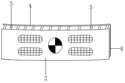 Flat-head truck cab grille capable of absorbing impact kinetic energy