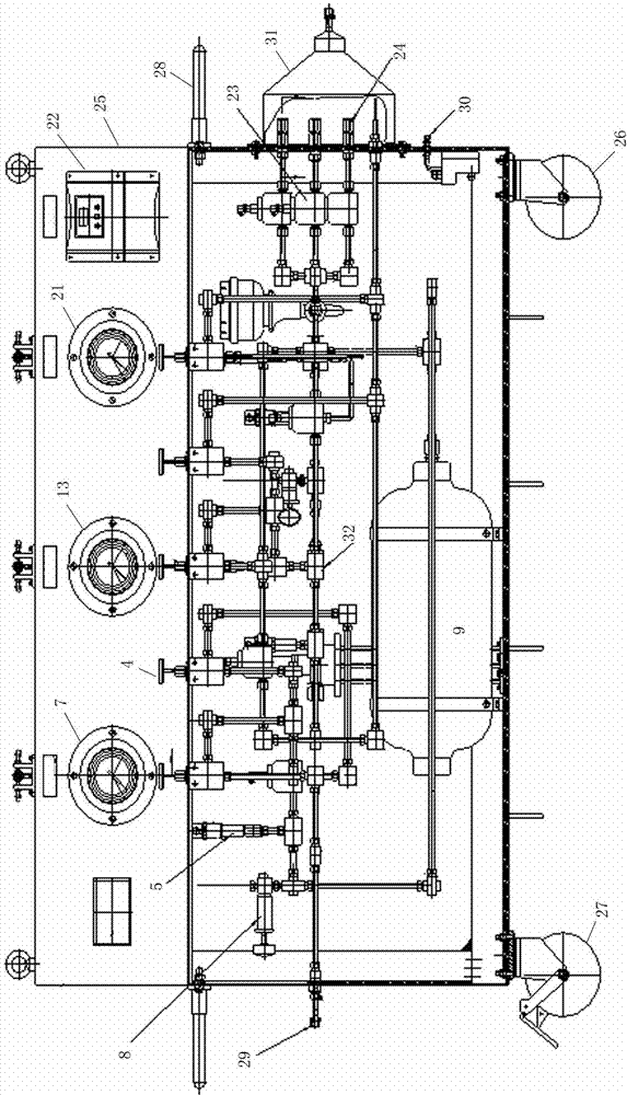 Superhigh-pressure pressure-reducing valve performance testing bench