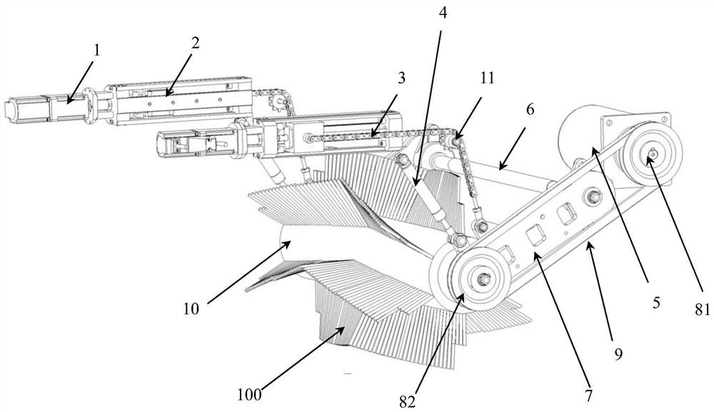 Rolling brush pressing height control device of automatic driving rolling brush type sweeper