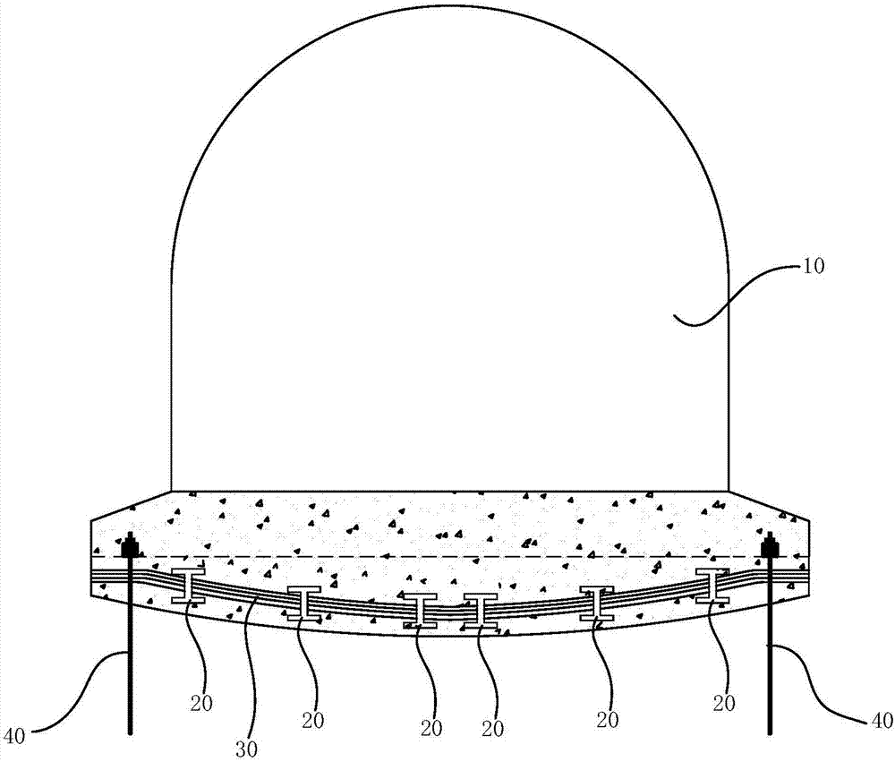 Combination structure of steel-concrete anti-arch and anchor rod used to control roadway underside and construction method of the combination structure