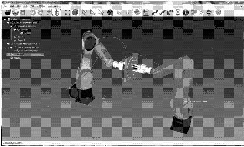 Multi-mechanical-arm collaborative offline programming method based on RoboDK