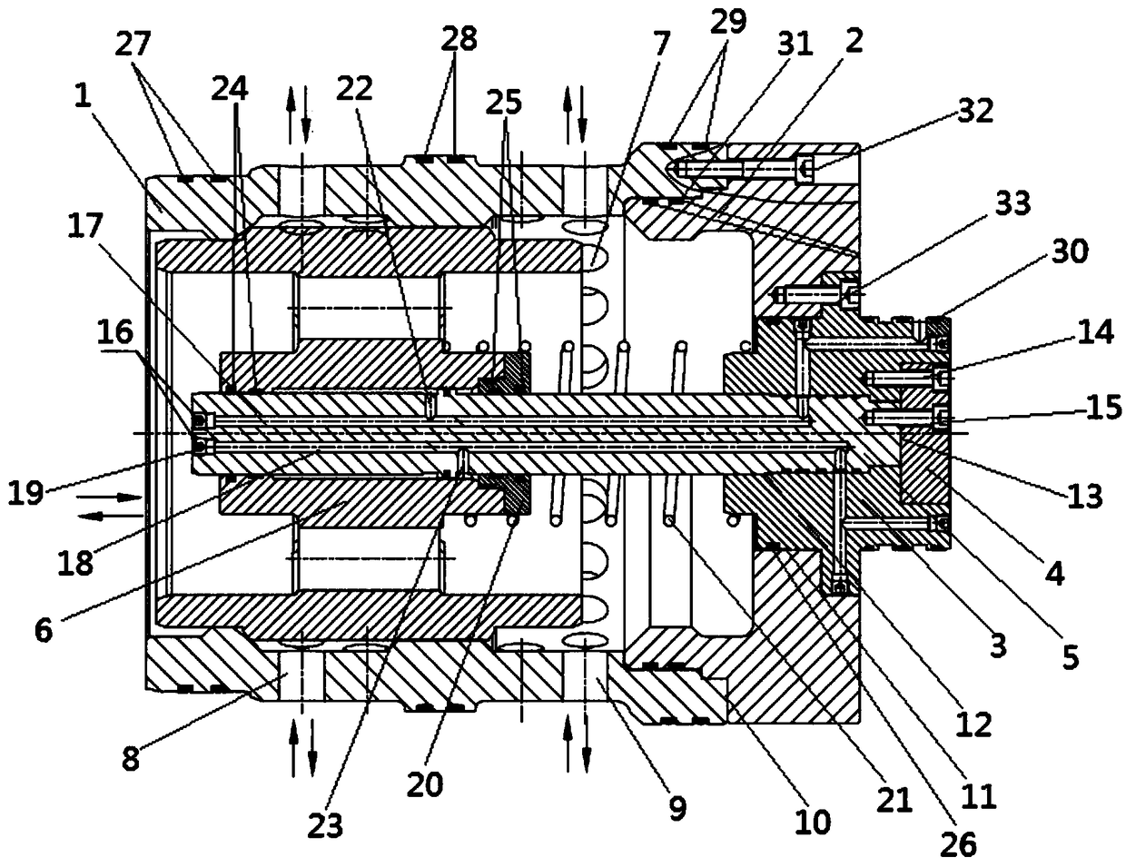 High-flow dynamic output control method of cartridge valve and cartridge valve