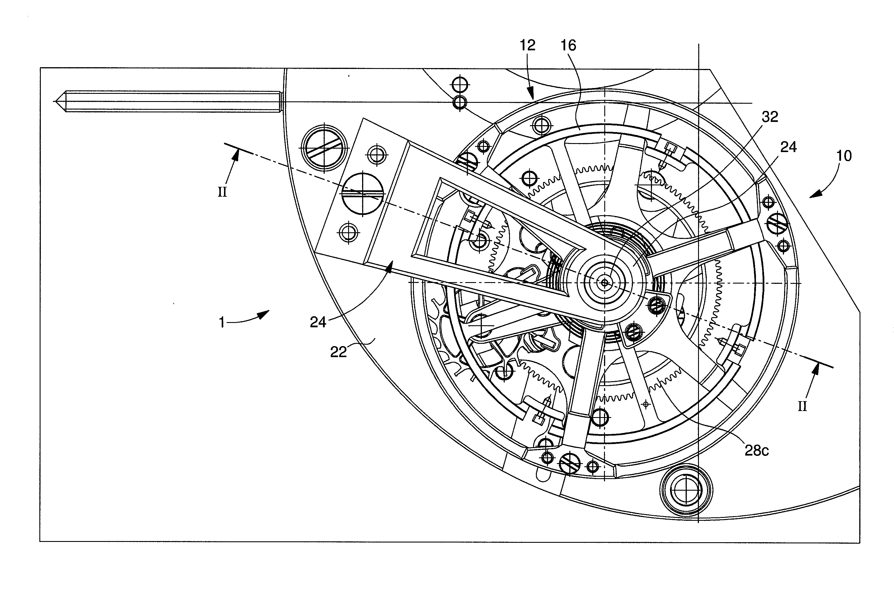 Timepiece movement with a tourbillon fitted with a shock protection device