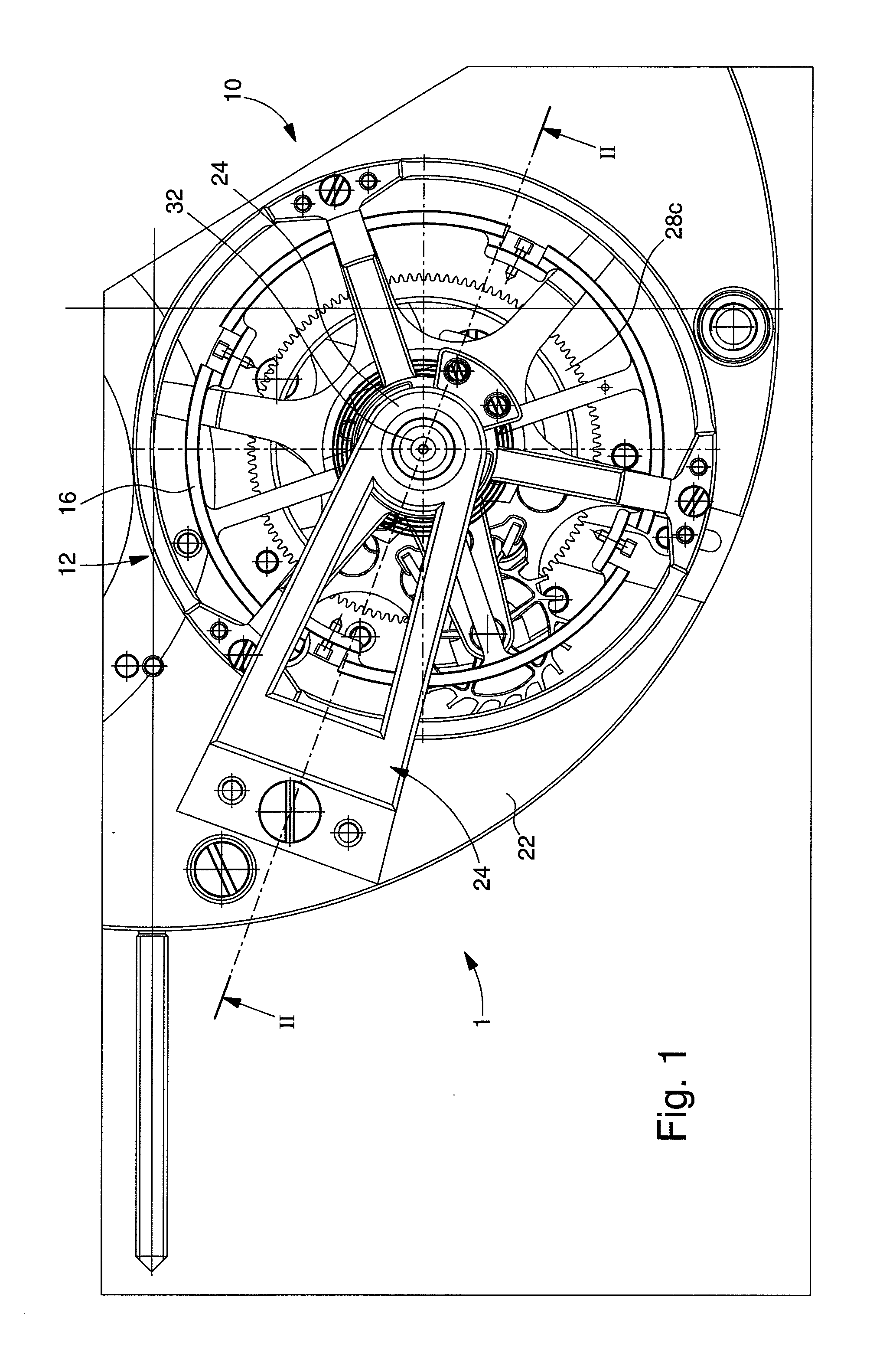 Timepiece movement with a tourbillon fitted with a shock protection device