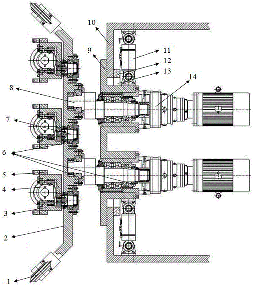 Eccentric hob horizontal-moving cutterhead used for hard rock rectangular cutting section