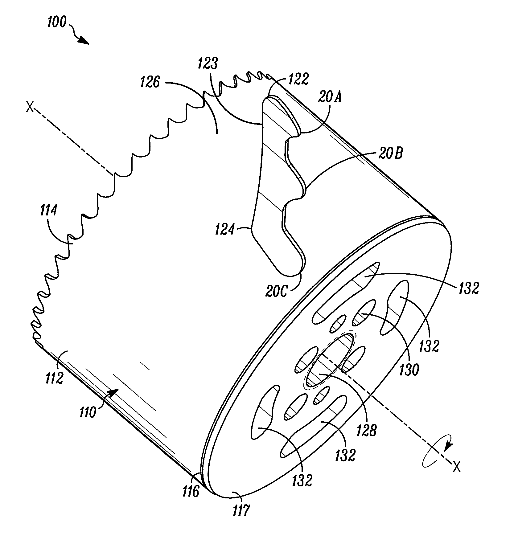 Hole cutter with axially-elongated aperture defining multiple fulcrums