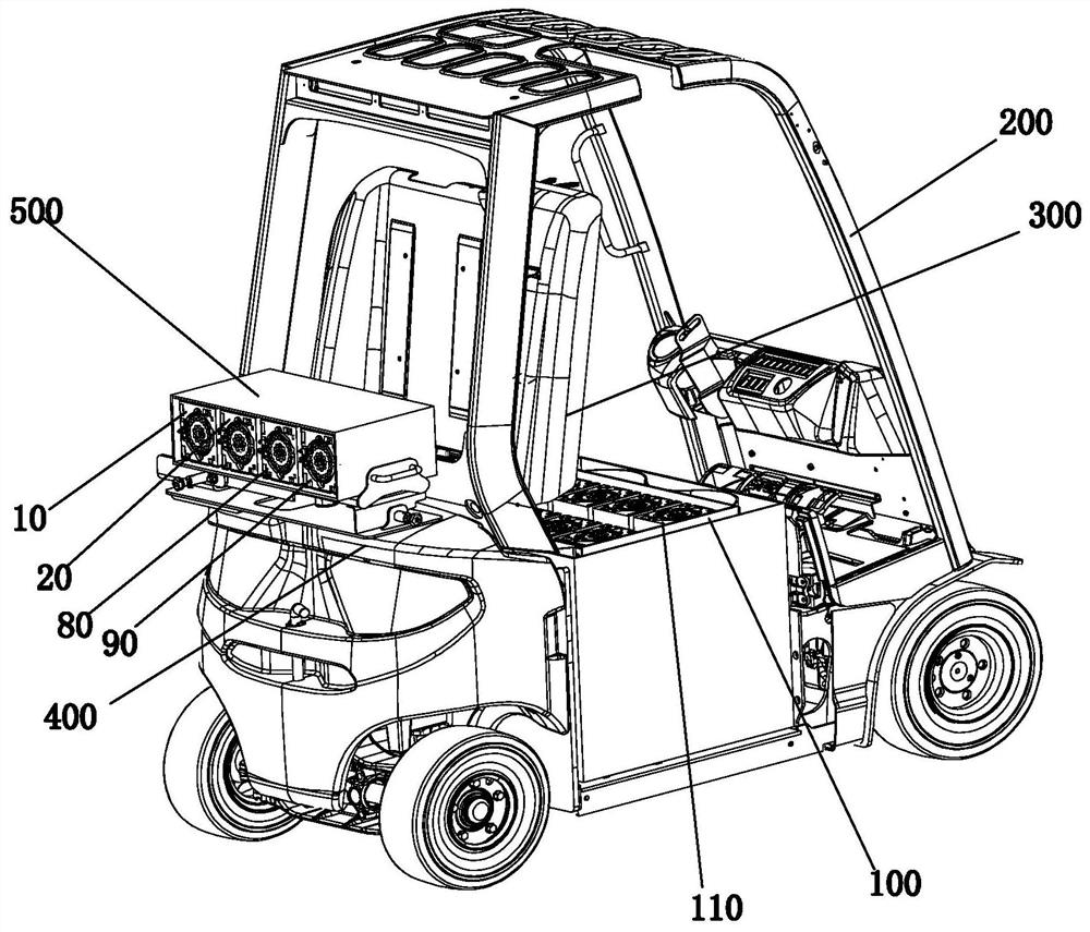 A backup power storage device for a forklift