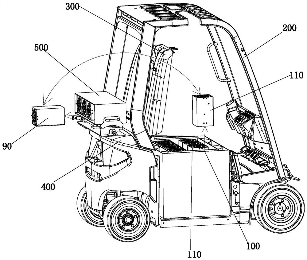 A backup power storage device for a forklift