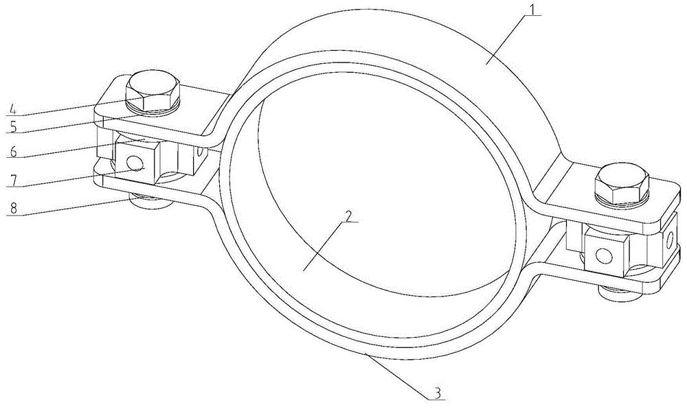 Pipeline vibration-absorption clamping hoop with adjustable direction