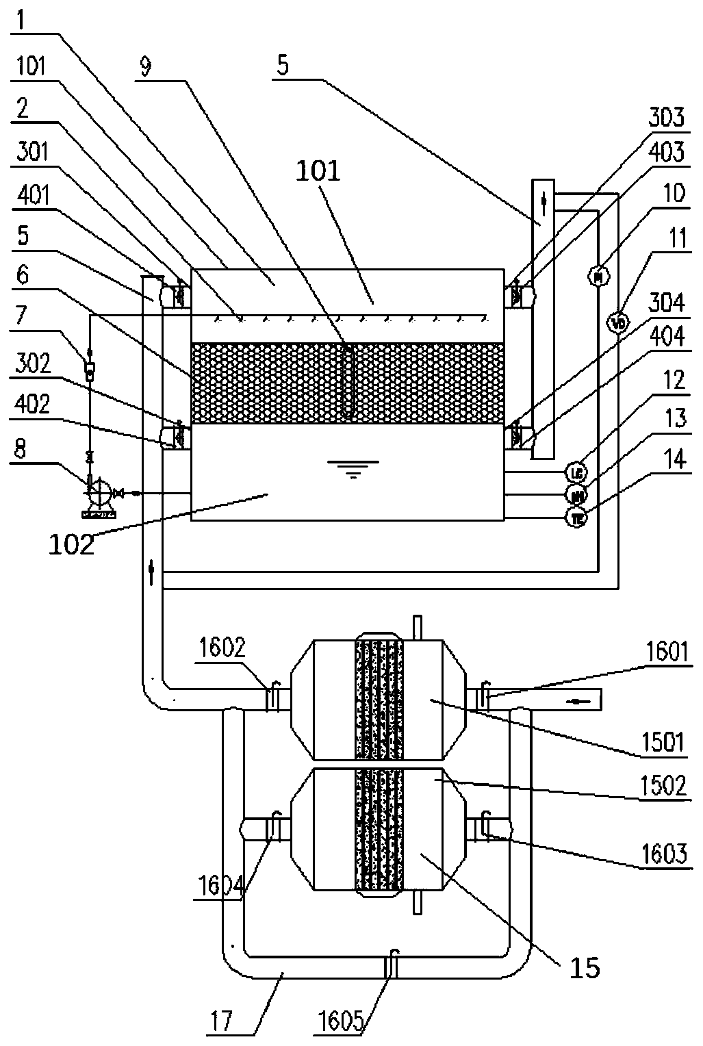 Waste gas biological treatment device and control method thereof