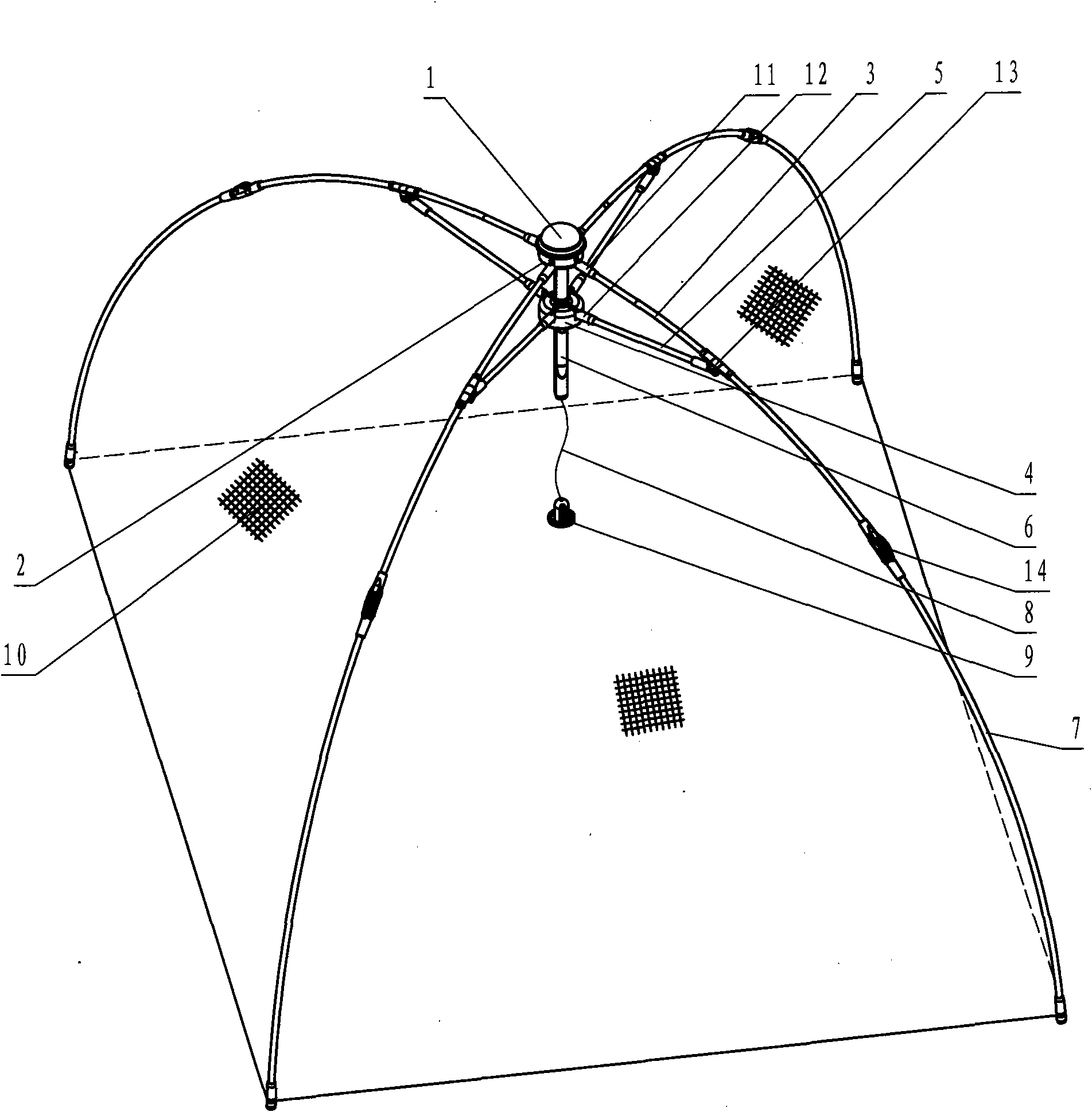 Folding mosquito net frame