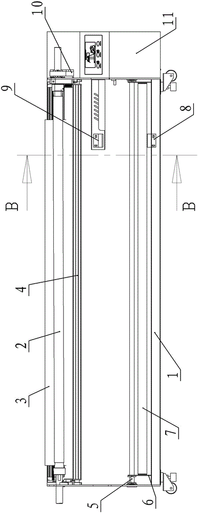 Tension-free, dust-removing leather unwinding device