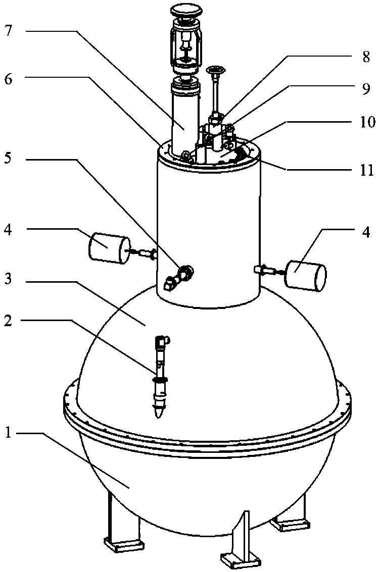 Detachable type ground test supercritical helium storage container restraining thermal-acoustic oscillation