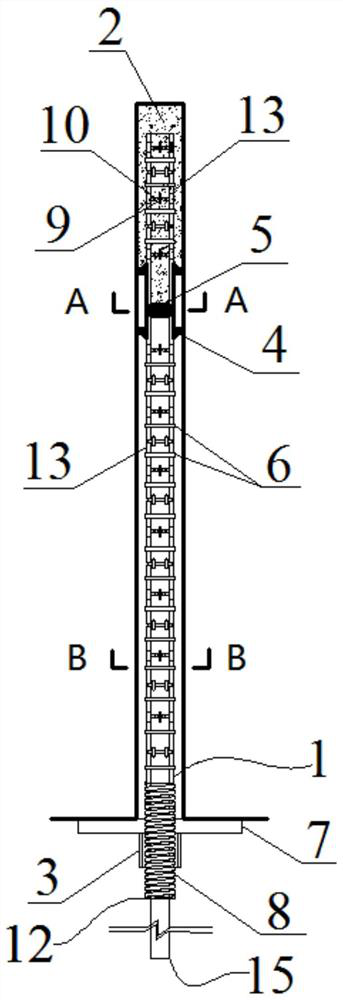 A prestressed full-length anchor hollow grouted anchor with auxetic effect