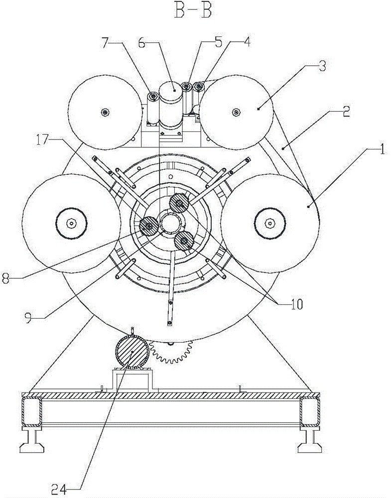 Whole combination type enhanced thermoplastic pipe composite tape winder and winding method thereof