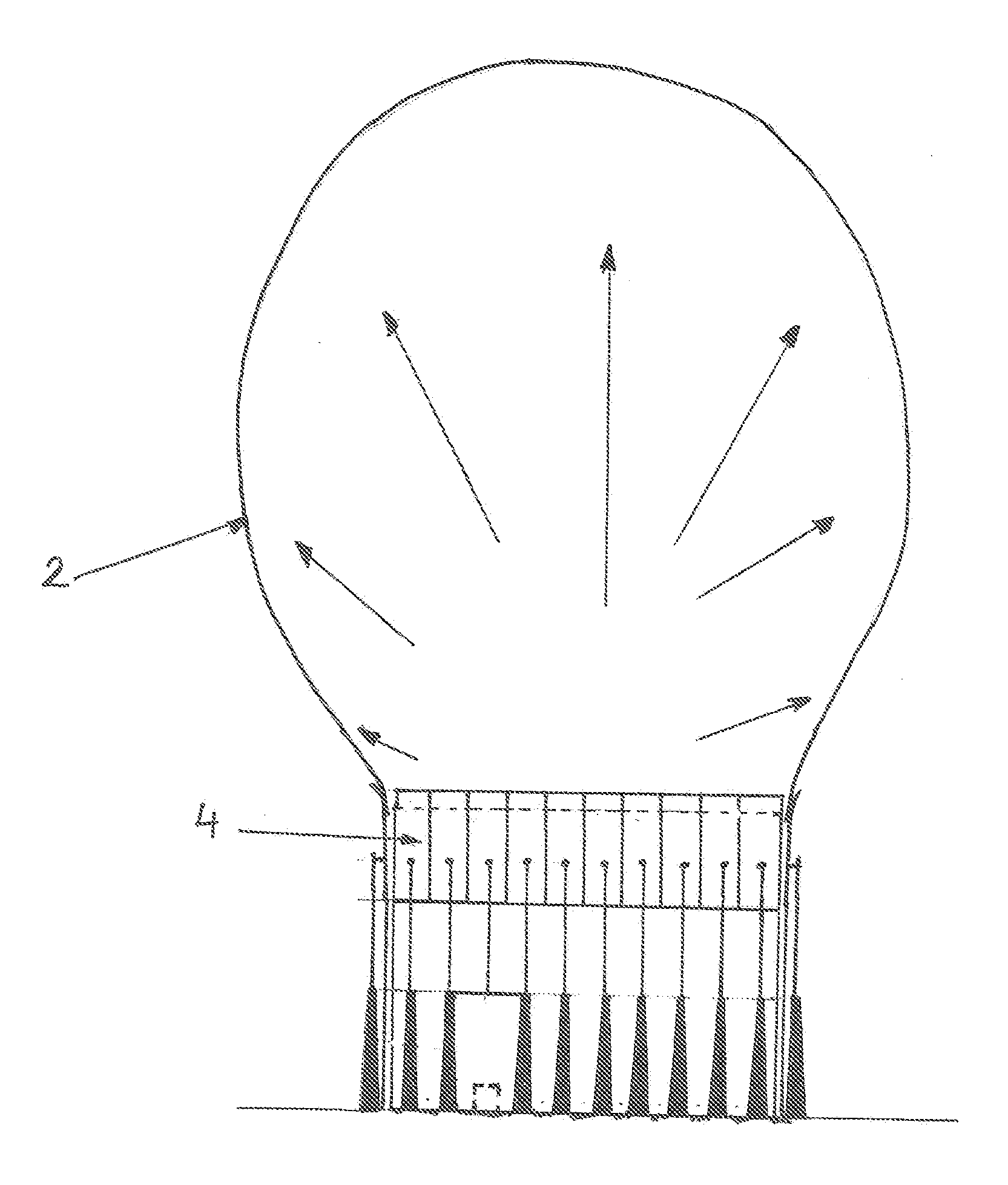 Atmospheric retention passive system for nuclear buildings