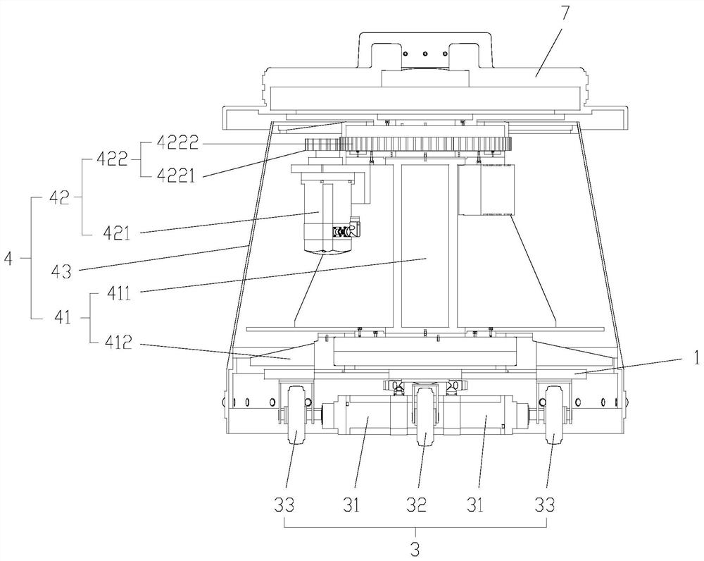 Self-navigation trolley for pushing loose materials