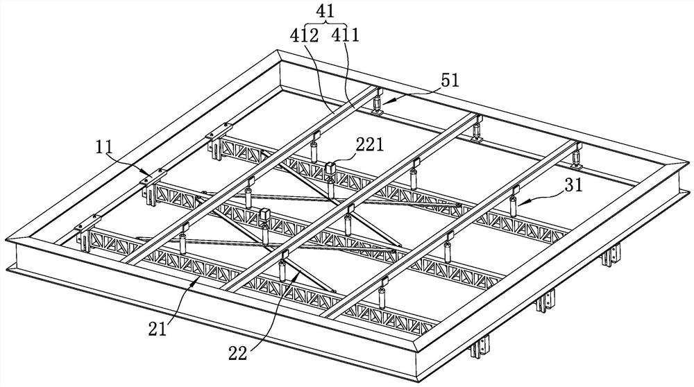 Steel truss floor support plate inverted-hanging type supporting system and construction method