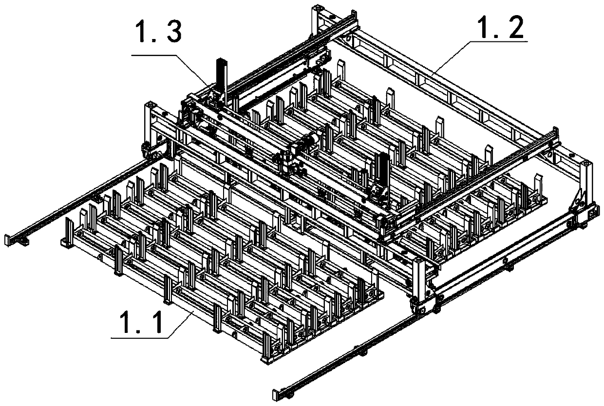 Full-automatic discharging and stacking production line and production process for automobile plate springs