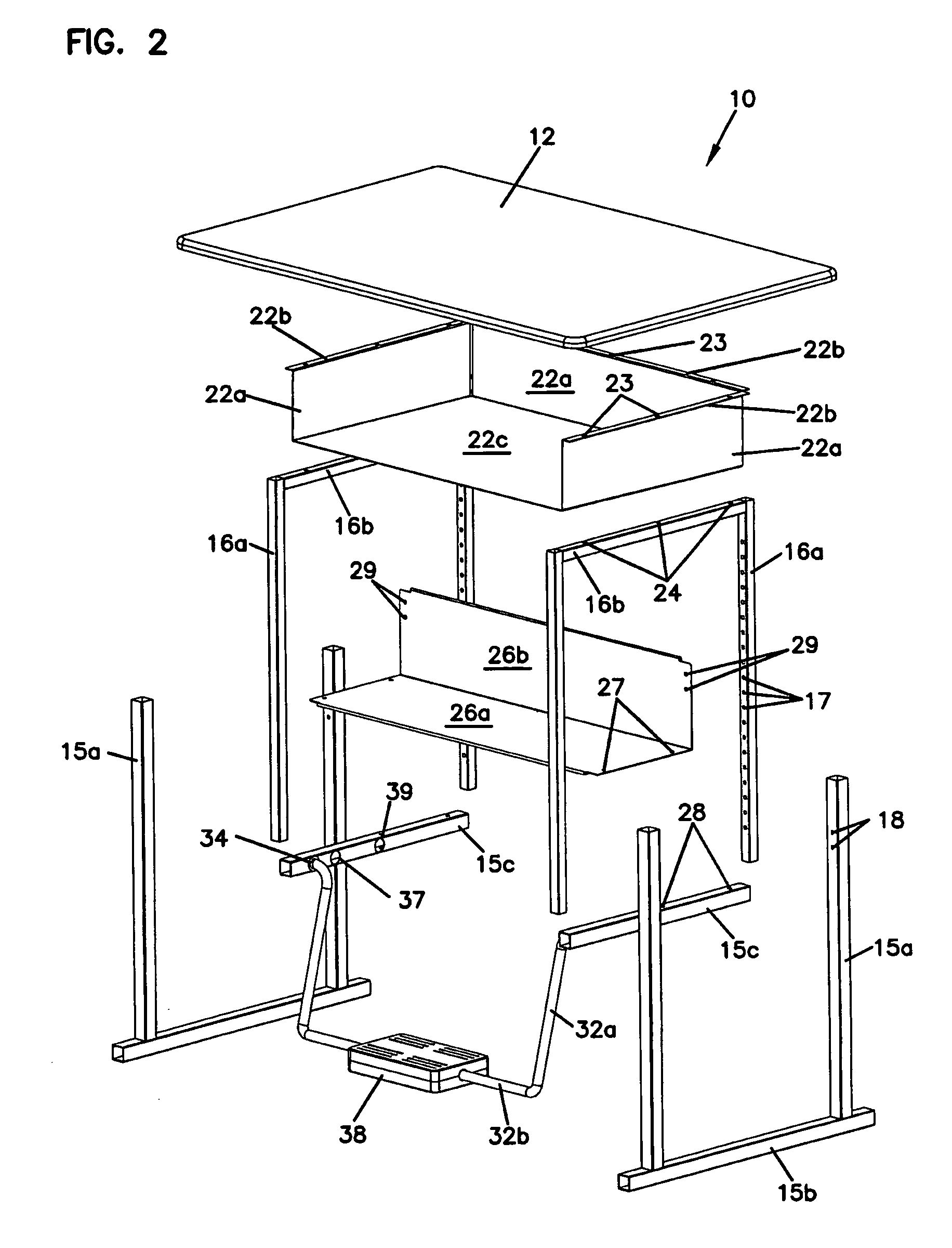 Adjustable desk and footrest assembly