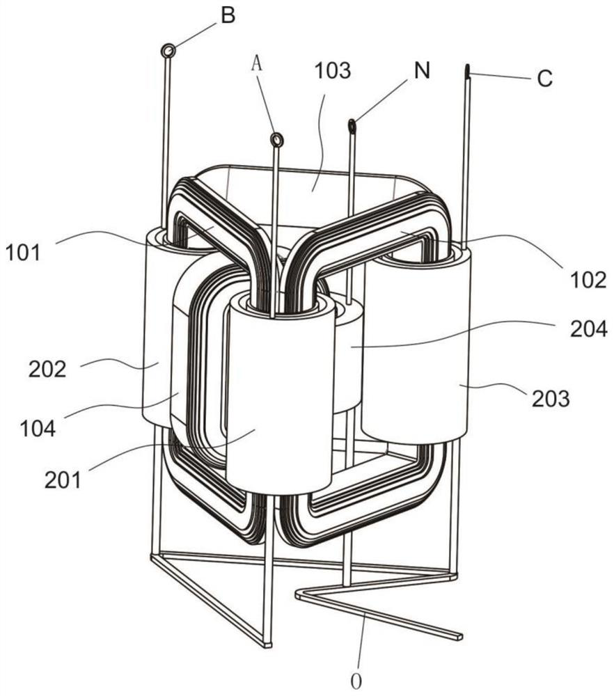 A three-phase anti-resonance voltage transformer