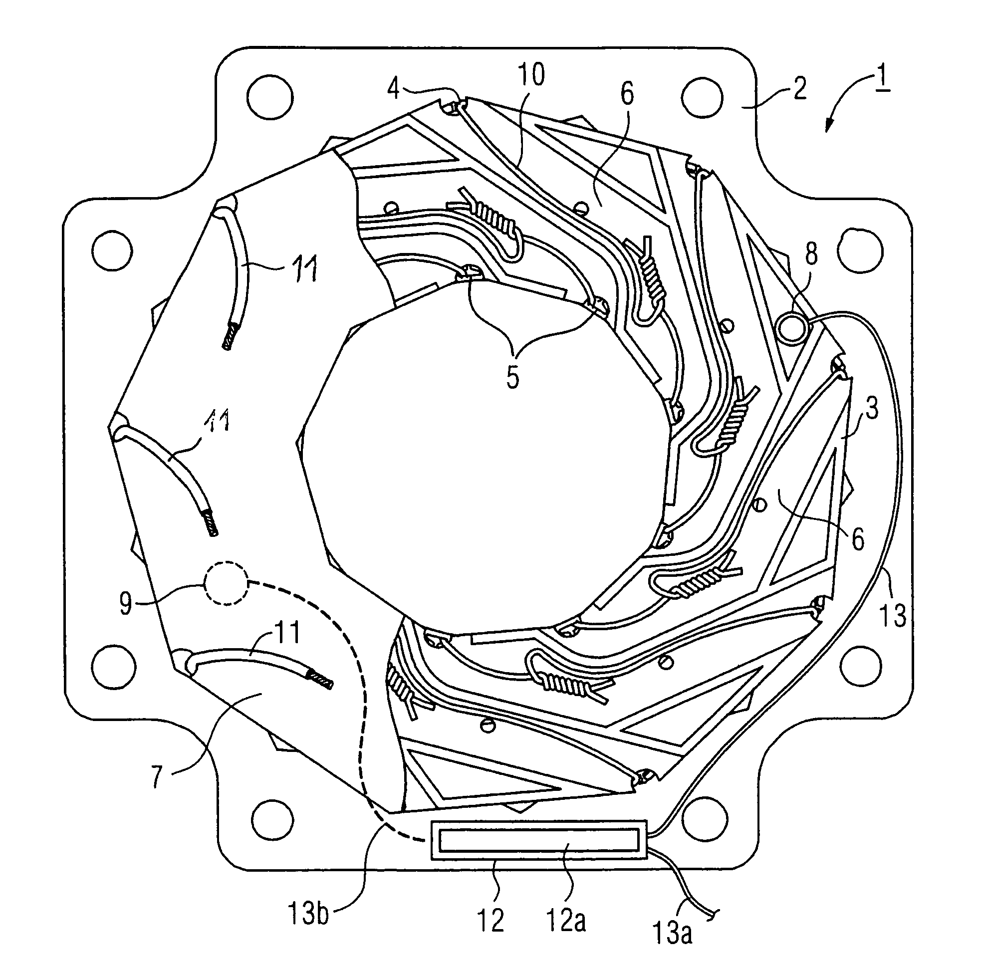 Electric machine with a winding support assembly and a measuring system