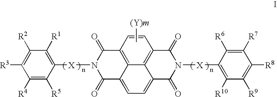 N,N'-di(arylalkyl)-substituted naphthalene-based tetracarboxylic diimide compounds as n-type semiconductor materials for thin film transistors