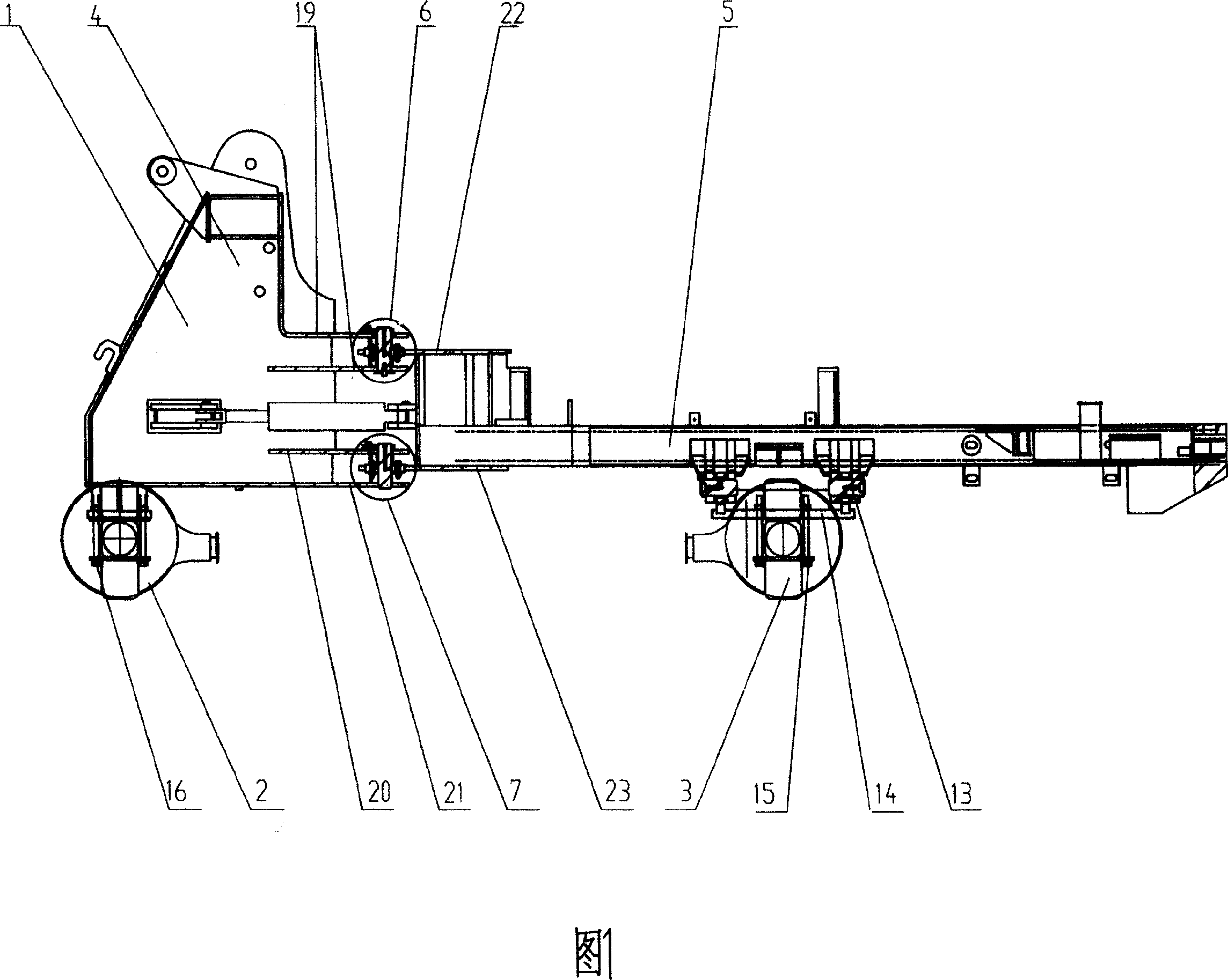 Frame structure for wheel type engineering machine