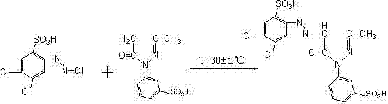 Industrial production method of environment-friendly yellow color lake pigment 183 for plastics