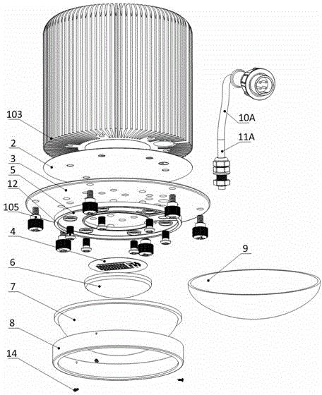 LED (Light-Emitting Diode) tunnel lamp using lamp shell as mounting interface bracket structure