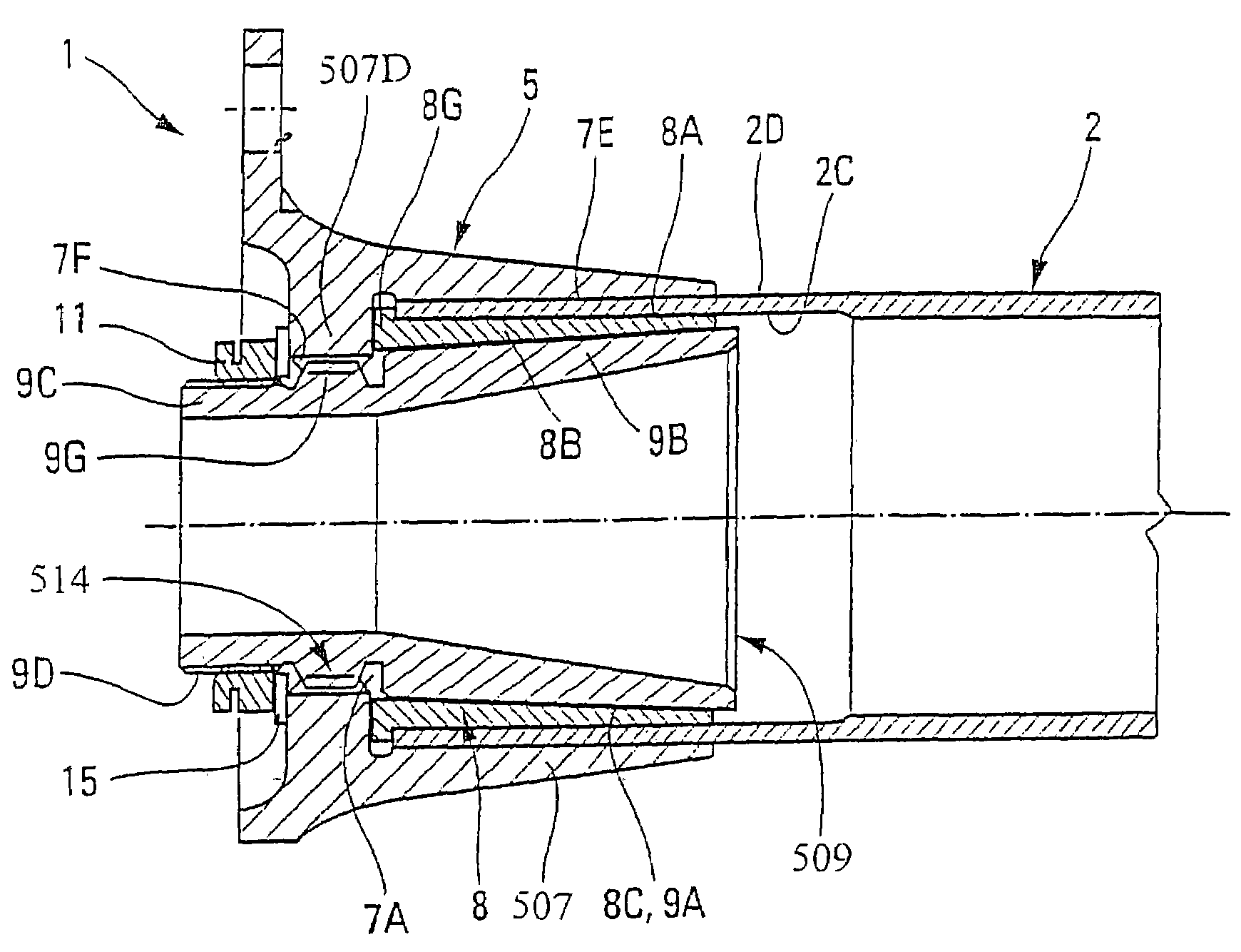 Coupling flange system for hollow shaft