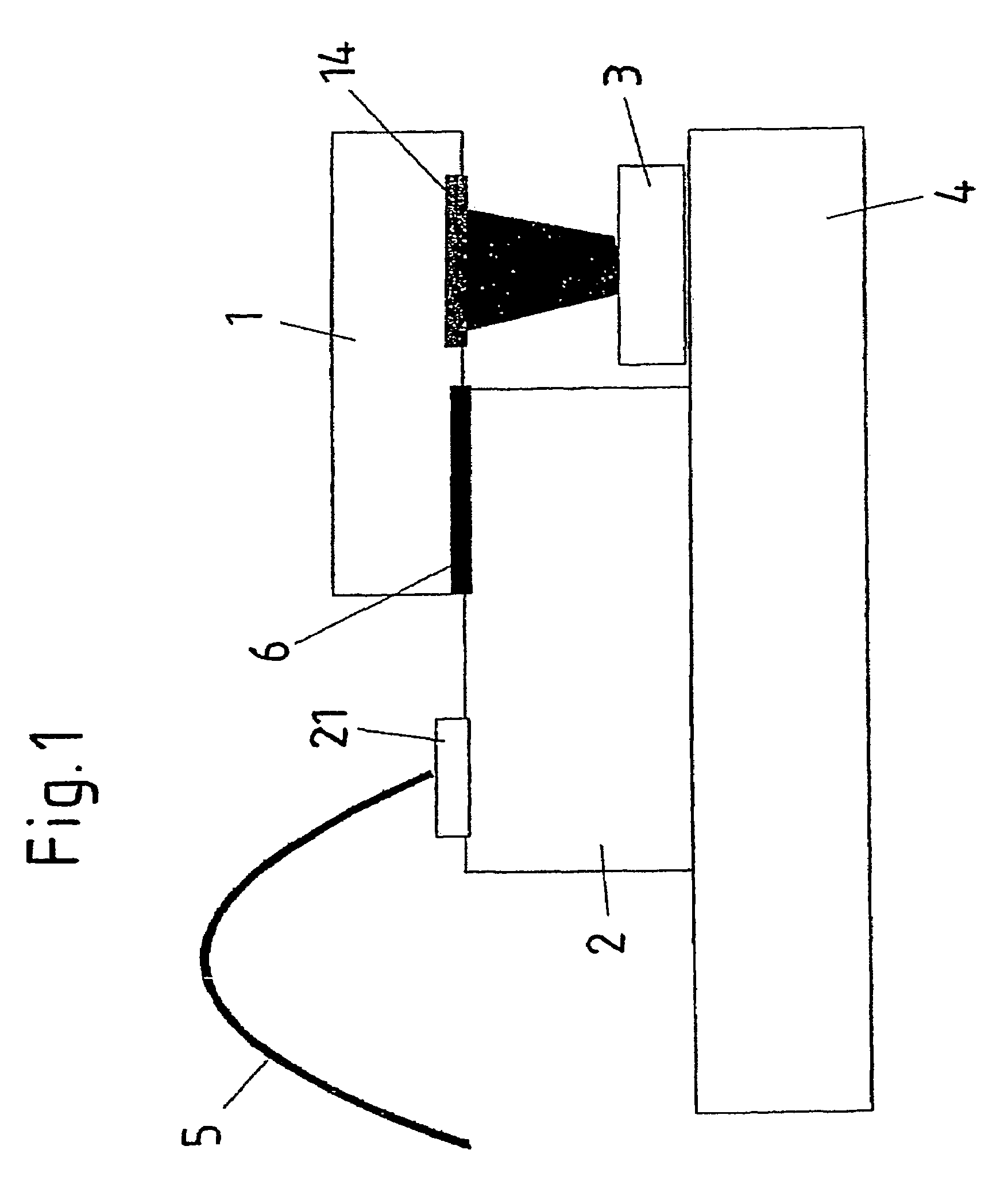 Photodiode array and method for establishing a link between a first semiconductor element and a second semiconductor element