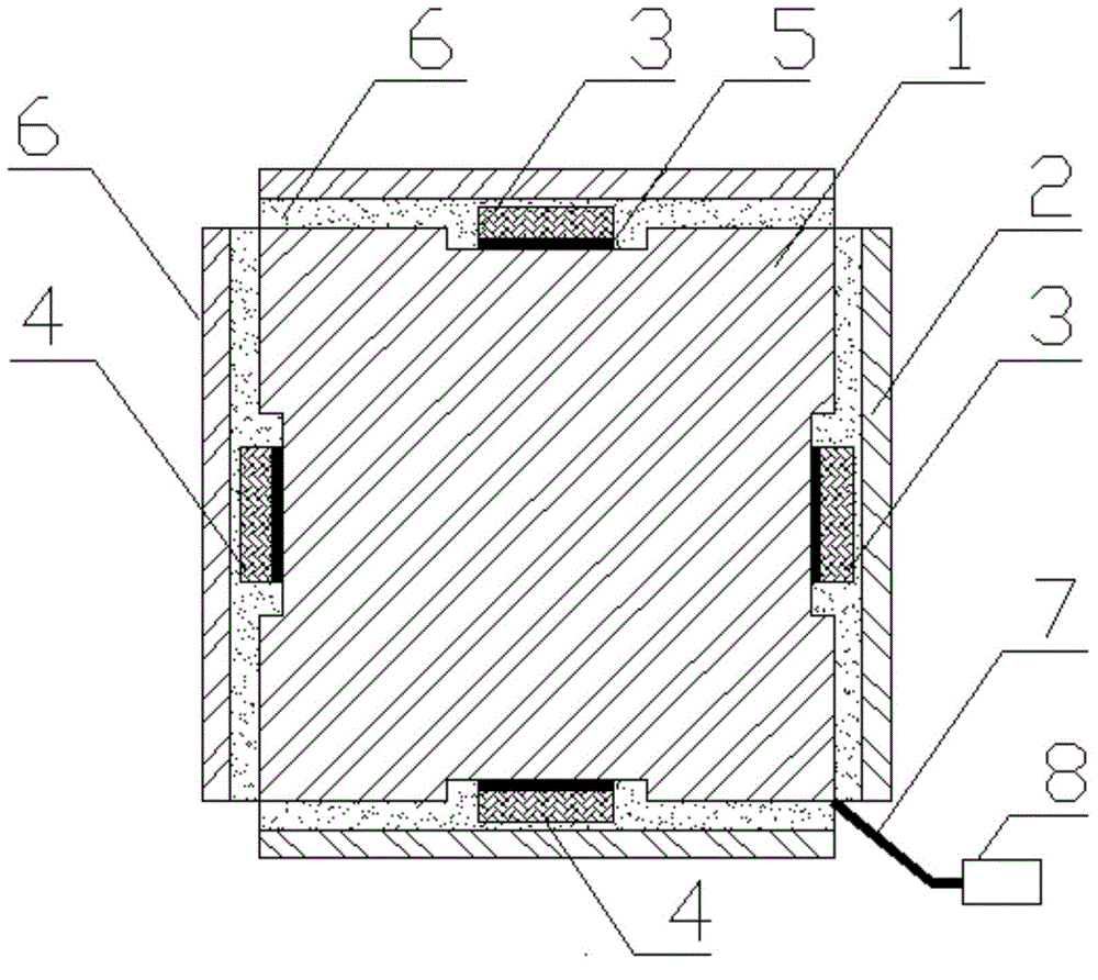 Implantable concrete three-dimensional space stress monitoring sensor