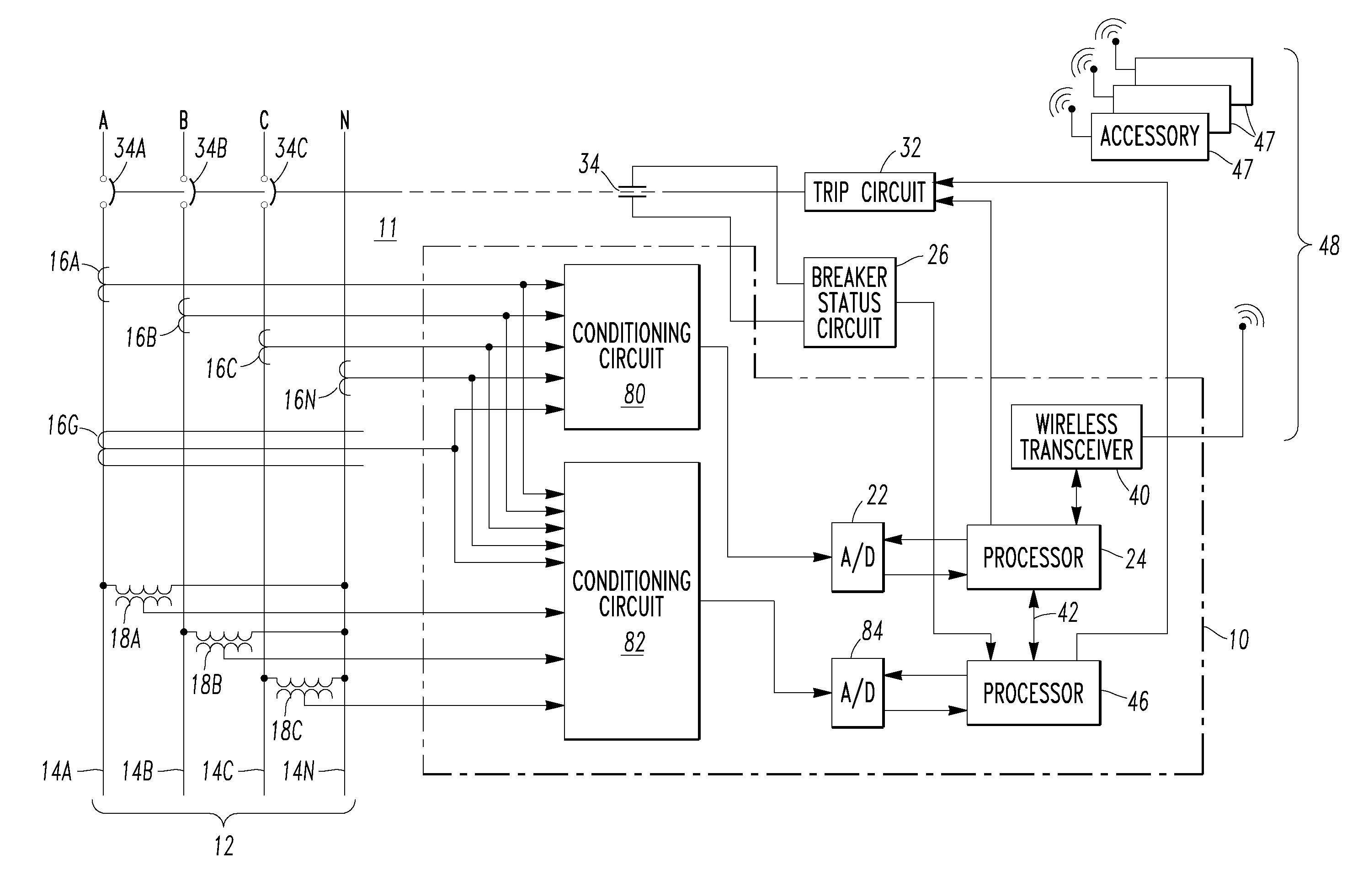 Method and electrical switching apparatus including a number of accessories employing wireless communication