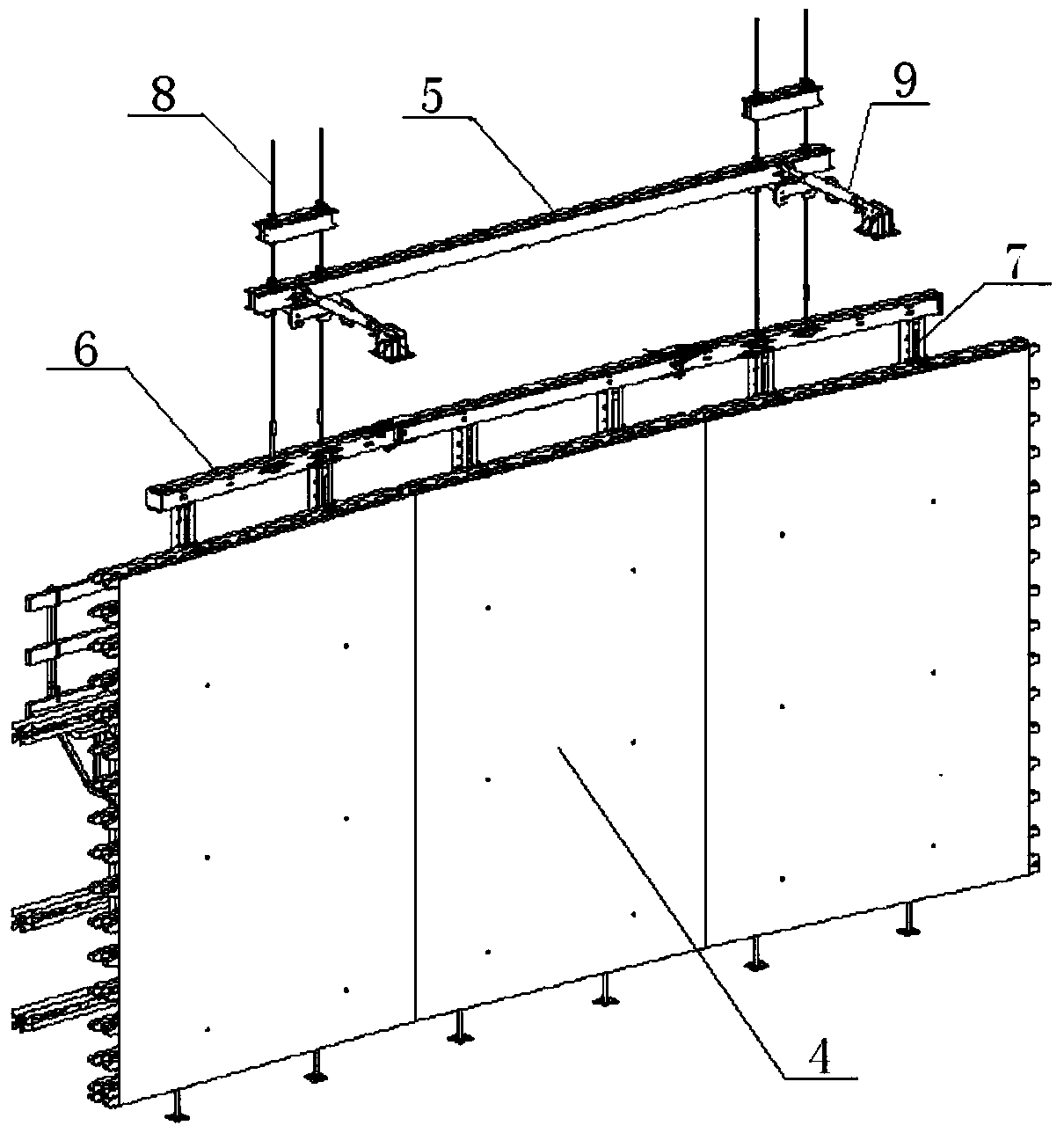 A method of using a tall trolley to move a tall formwork laterally as a whole