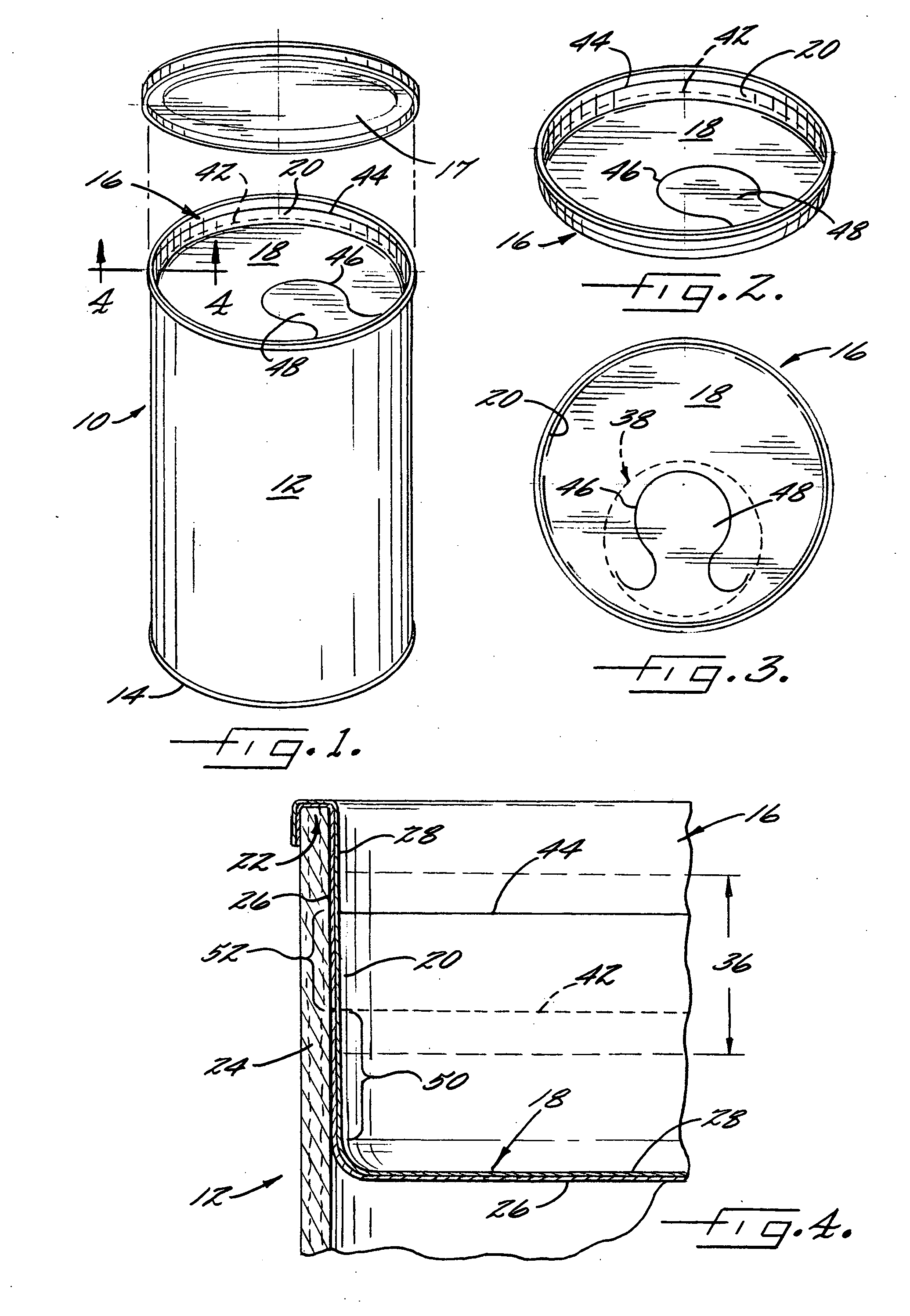 Container lid formed as a laminate having a built-in opening feature, container incorporating same, and method for making same